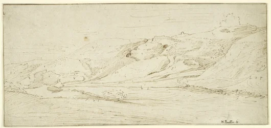 Gebirgige Landschaft mit zwei Häusern